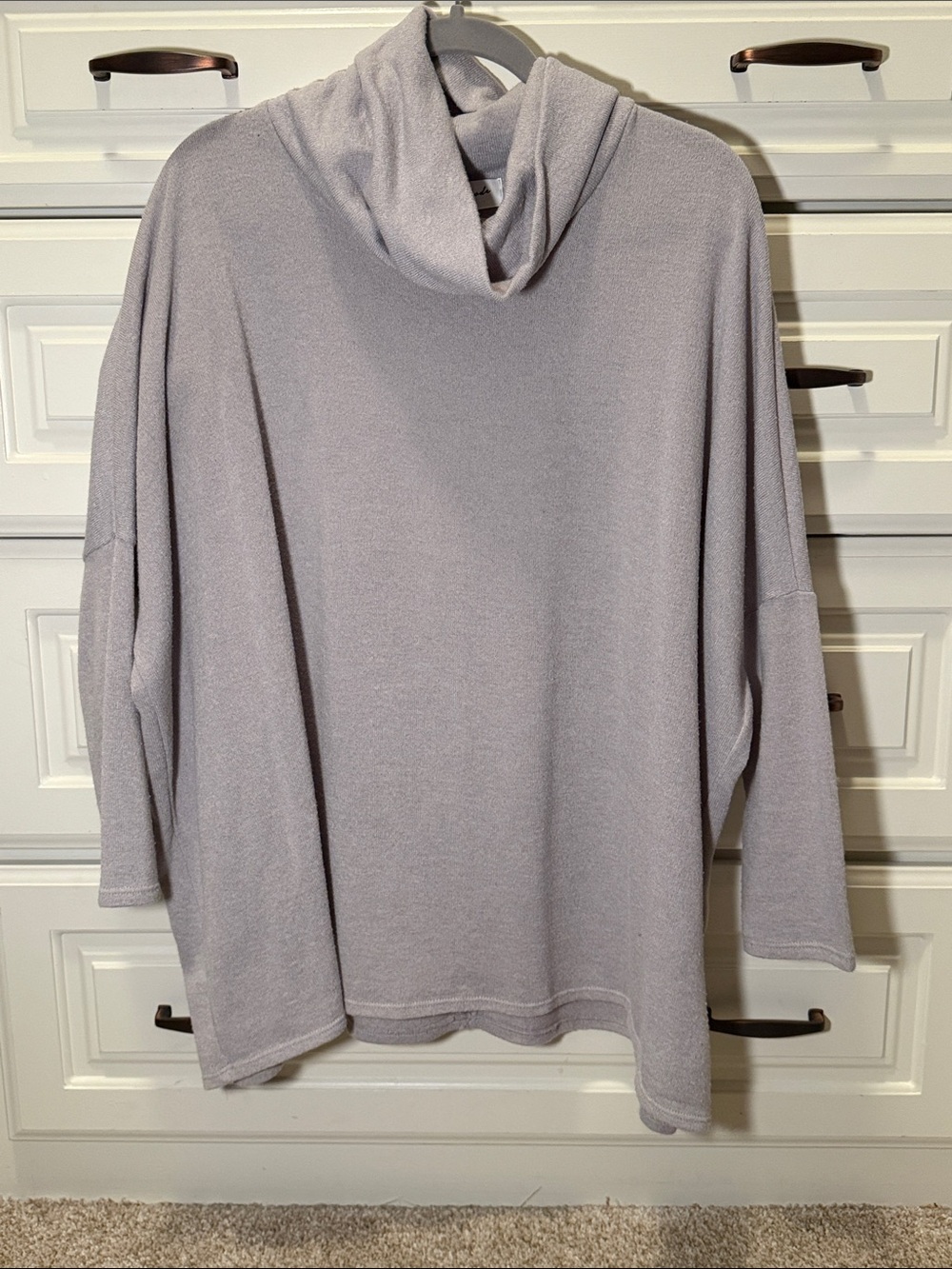 Cozy Oversized Cowl Neck Sweater - Light Grey